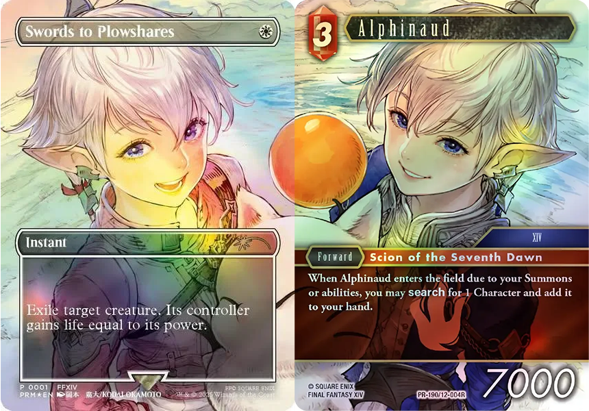 新しいアリゼーとアルフィノのMTGとFF TCGプロモを並べてみた : r/magicTCG