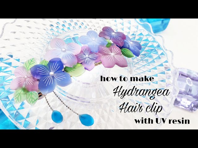 UVレジン】100円均一のモールド一つで♪「紫陽花のバレッタ