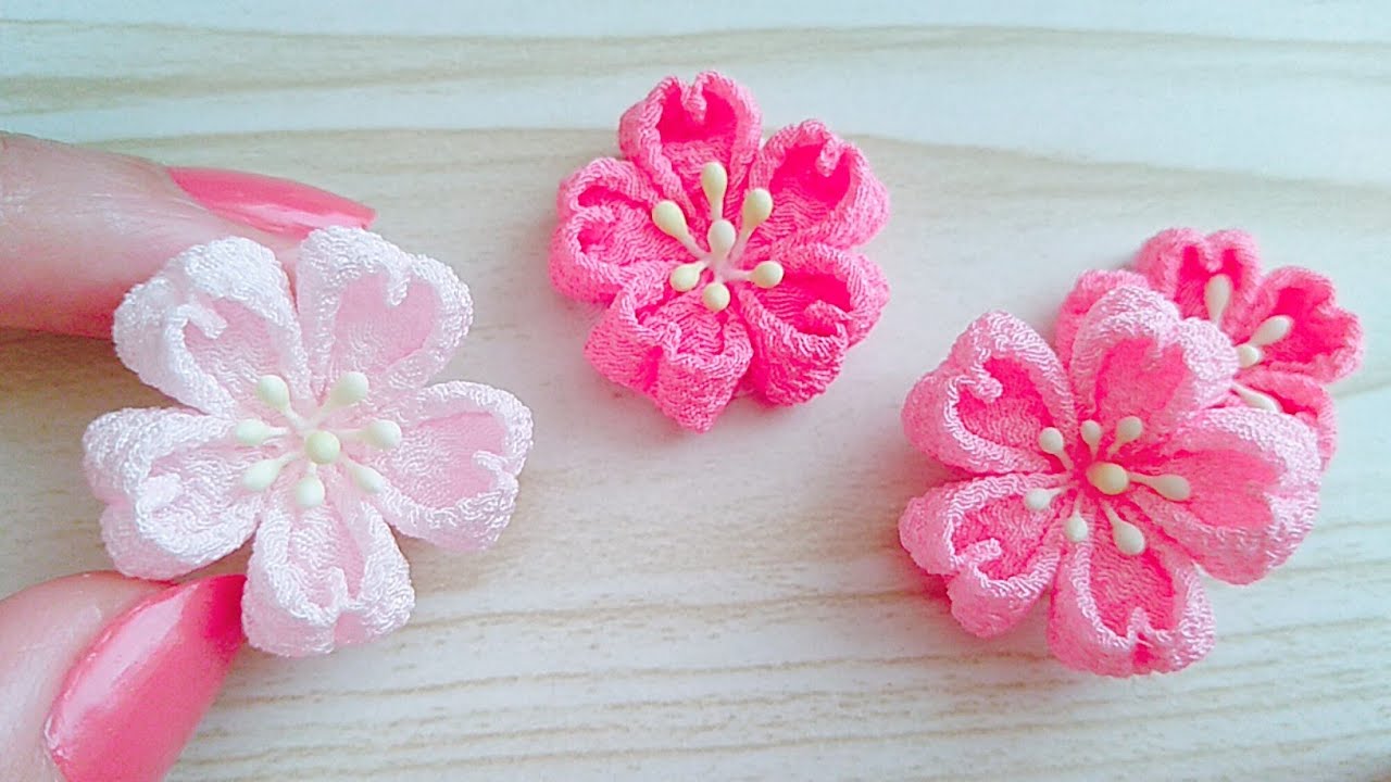 簡単】つまみ細工🌸桜の作り方【かわいい】How to make cherry
