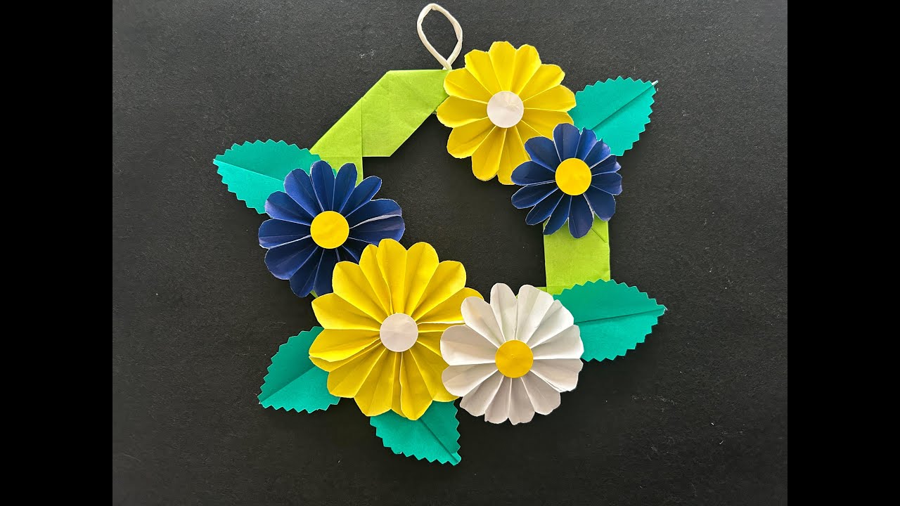 折り紙】マーガレット デイジー 春 リース 3月 4月 - YouTube