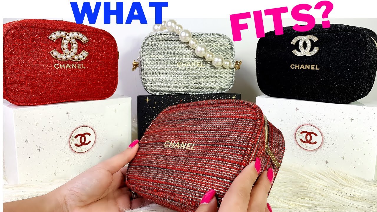 CHANEL HOLIDAY GIFT SETS 2022 TWEED COSMETIC POUCH / WHAT FITS