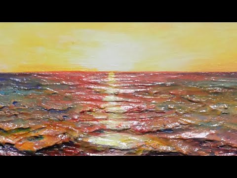 油絵】【朝日に輝く海】#2025年 #油絵 #手書き #アート #絵画 #絵