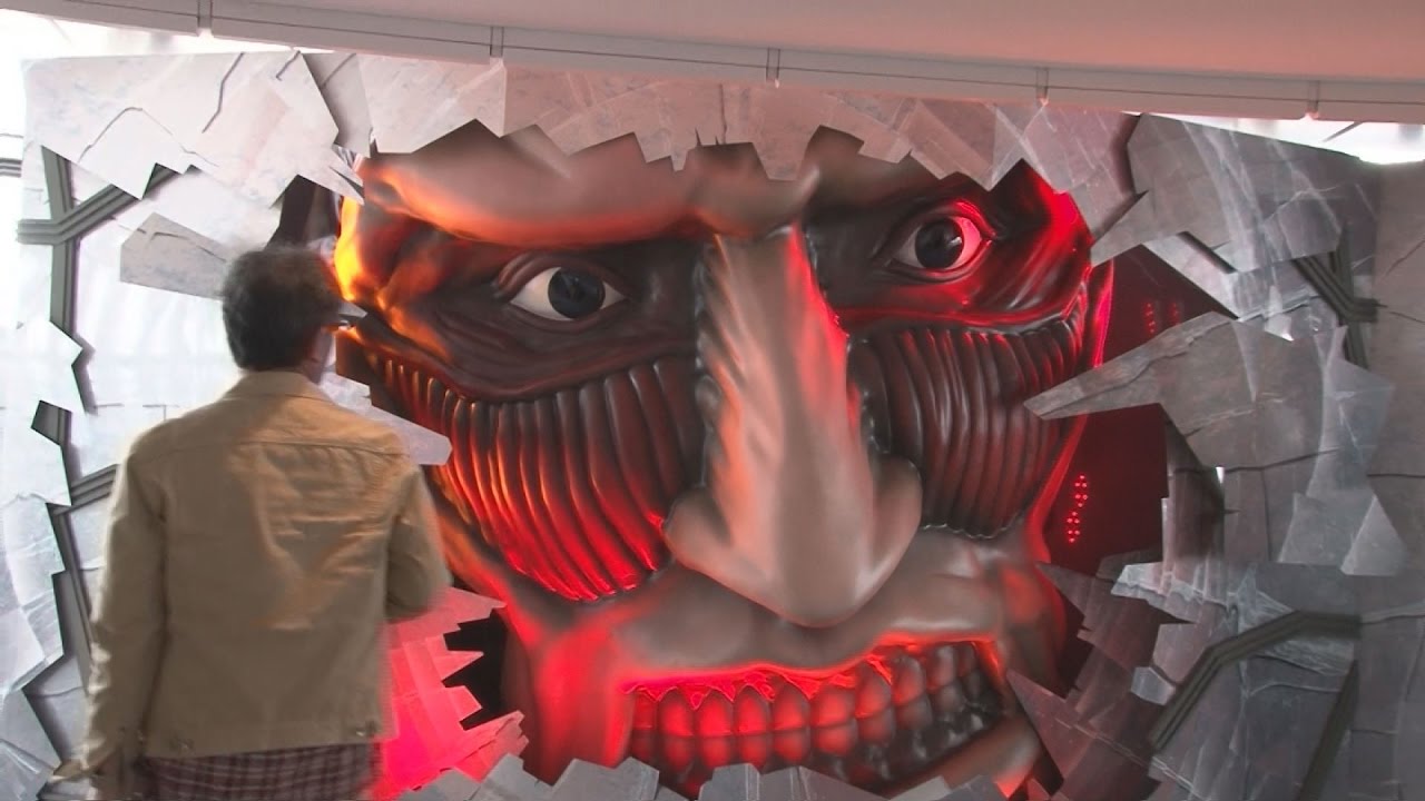 スカイツリーに超大型巨人が襲来 「進撃の巨塔」イベント始まる - YouTube