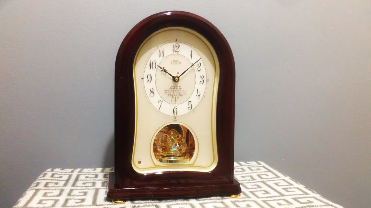 Seiko Emblem Luxury Mantle Clock HW467B-H All Melodies - YouTube