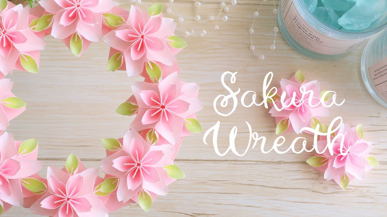 How to Make a Double Cherry Blossom Wreath from Origami Paper