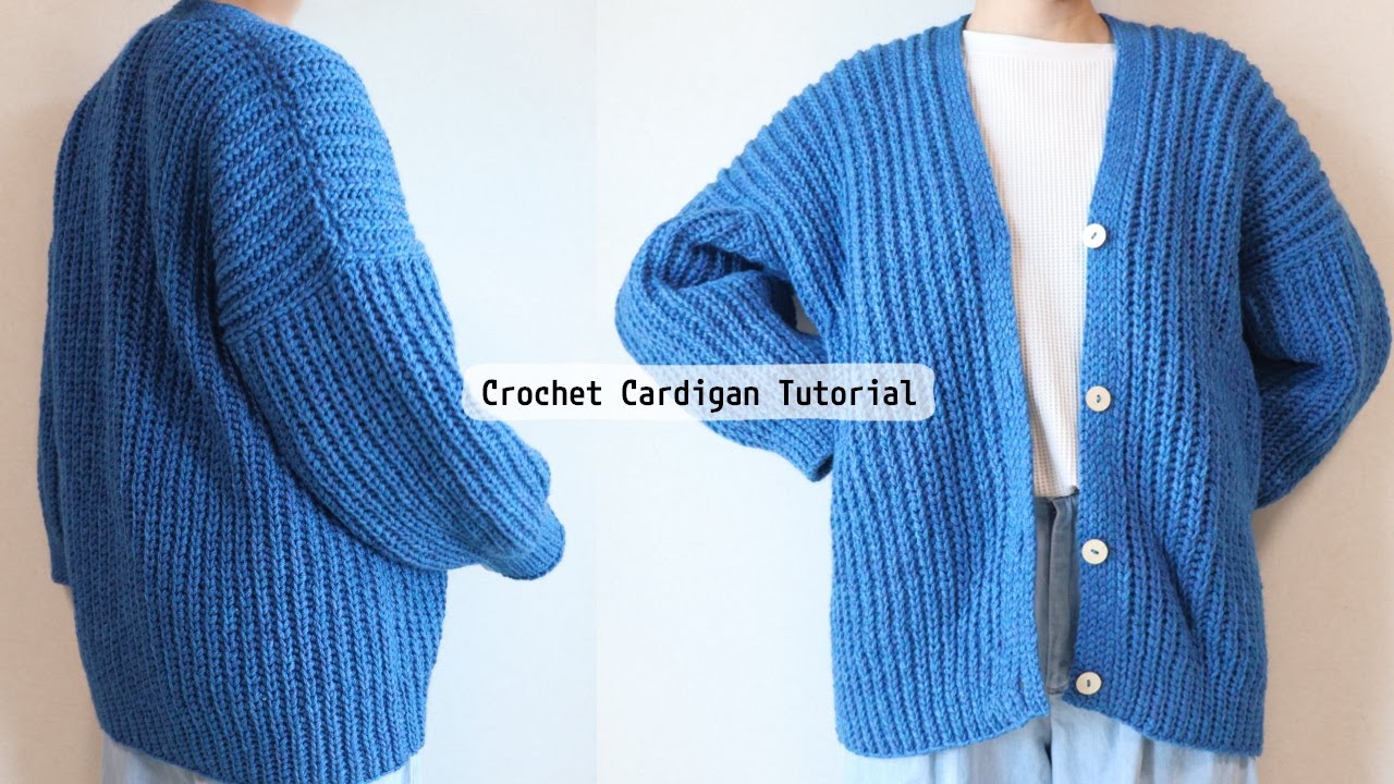 Crochet Knit look Ribbed Cardigan Tutorial/Simple Easy - YouTube