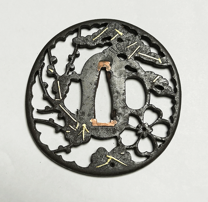 西垣勘平 鉢木透鐔 Nishigaki Kanpei Ueki Sukashi Tsuba with Potted