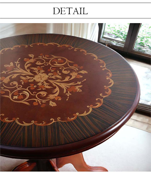 フレンチマルシェ 象嵌コーヒーテーブル（サイドテーブル） φ60cm｜Y