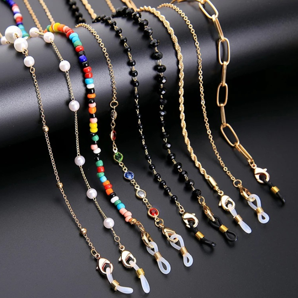 ビーズ&メタル製 マスクチェーン メガネチェーン 両用 マスクネック