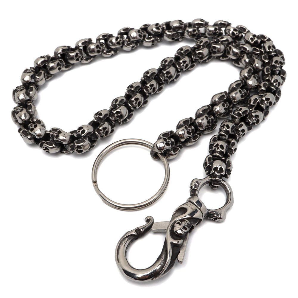 ステンレス スカル ウォレットチェーン 幅12mm 太幅 ごつめ 重厚感