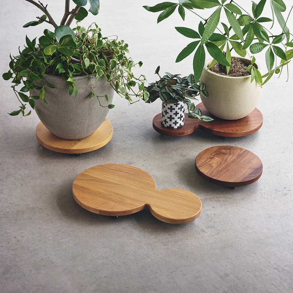 無垢材のキャスター付き プランターベース ホワイトオーク 径24cm 通販