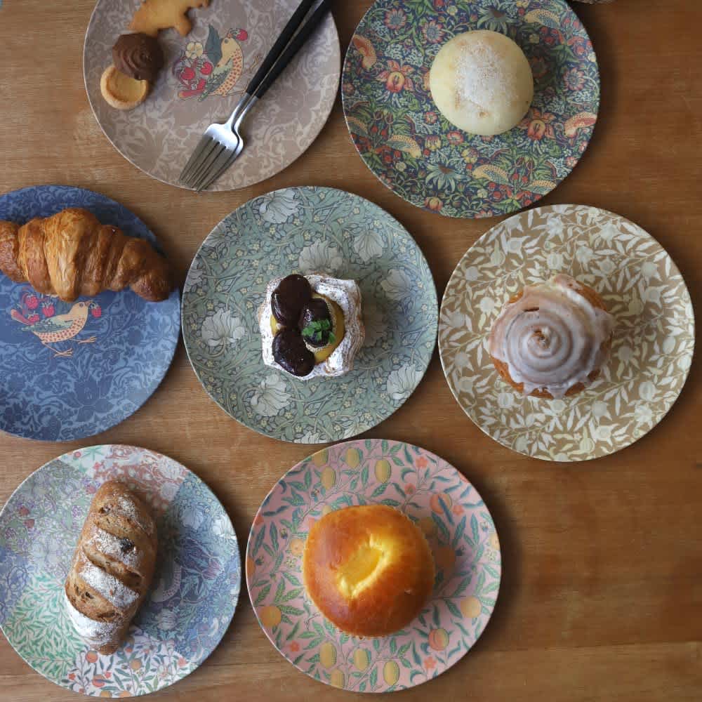 ウィリアム・モリス柄 割れにくい竹繊維のお皿2枚セット 竹ファイバー