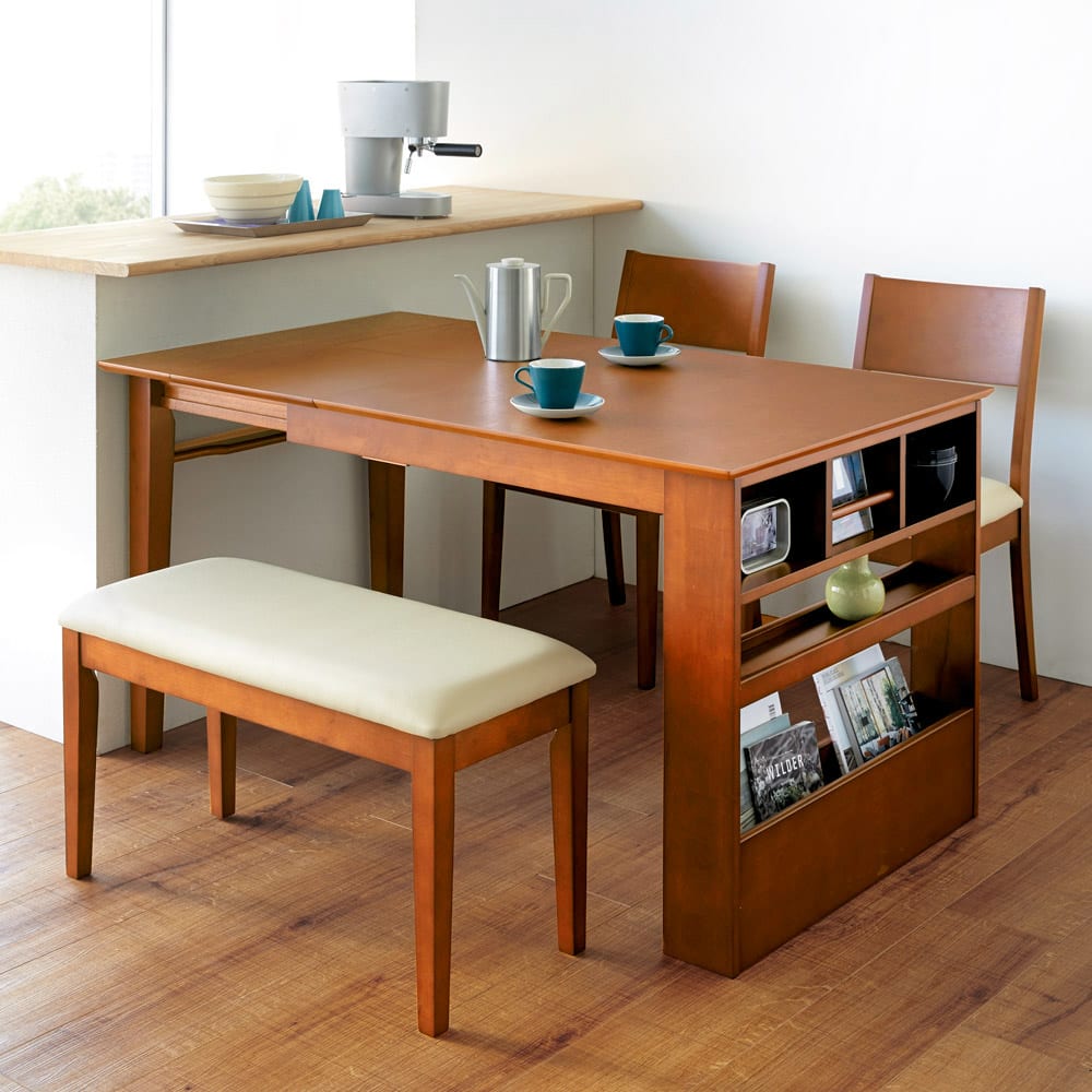 伸長式ダイニングシリーズ お得な4点セット（伸長テーブル小＋ベンチ小