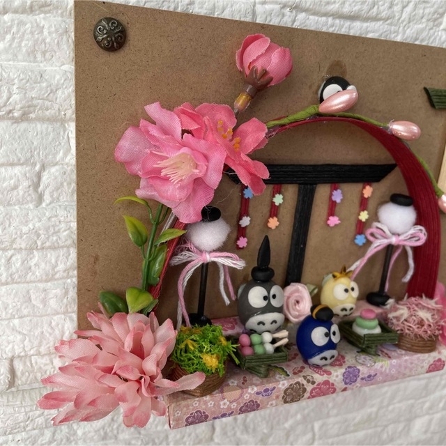 どんぐりアート お雛様 桃の節句 インテリア フェイクグリーン No.2の