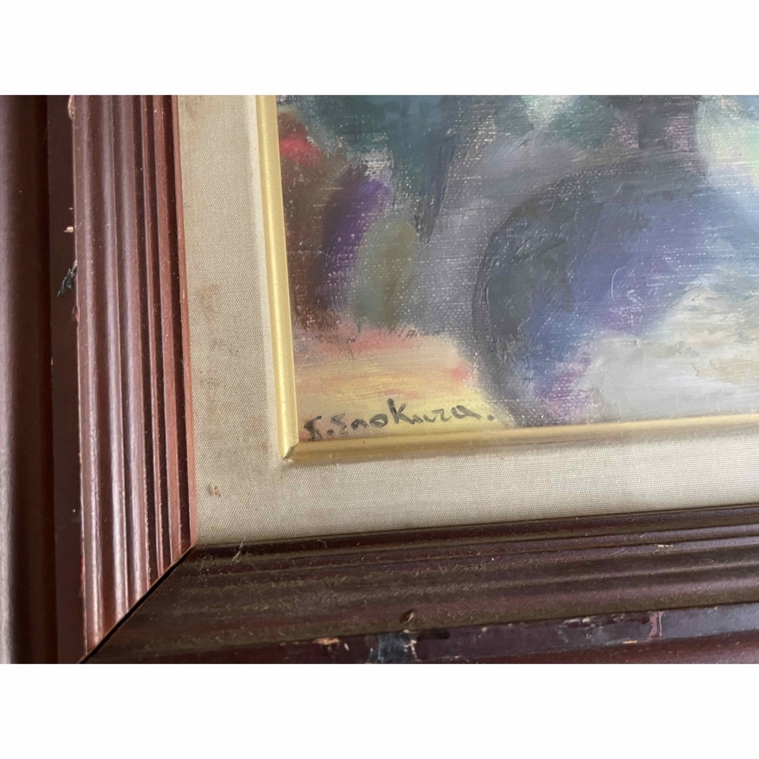 榎倉省吾油彩画行動美術協会二科会花油彩4号油絵額入兜屋画廊取扱