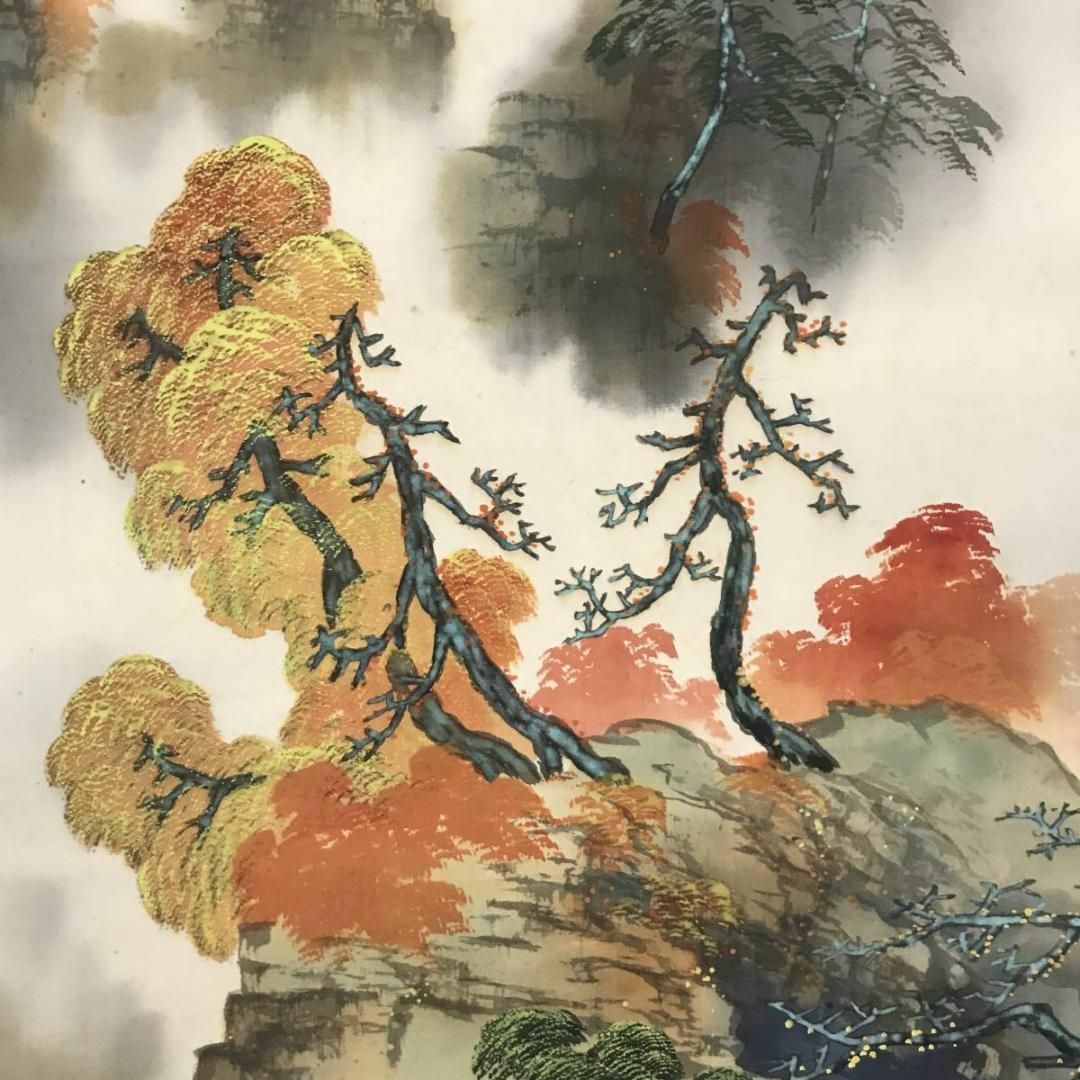 真作】超遊/渓山秋景図/秋景山水図/山水図/掛軸☆宝船☆AB-769の通販