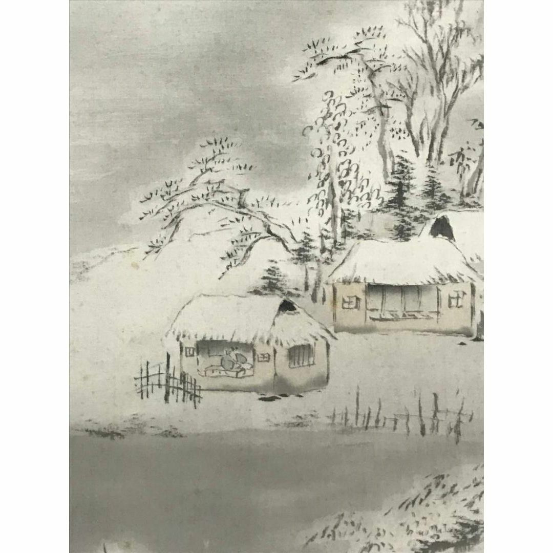 真作】船井秋浦/雪景山水図/雪景幽居図/掛軸☆宝船☆AB-799の通販 by
