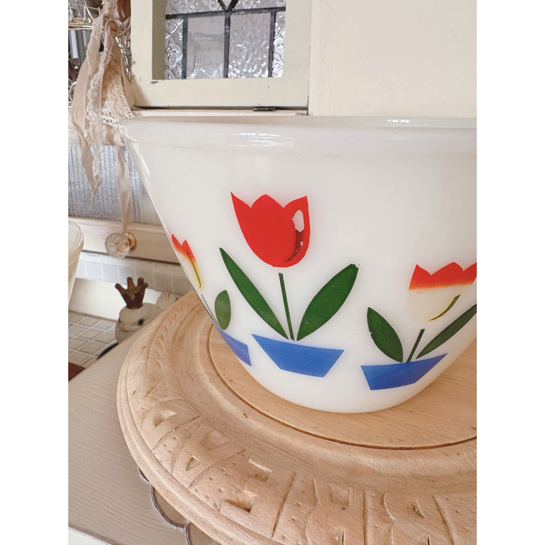 Fire-King - ファイヤーキング☆チューリップミキシングボウル LL&L2個