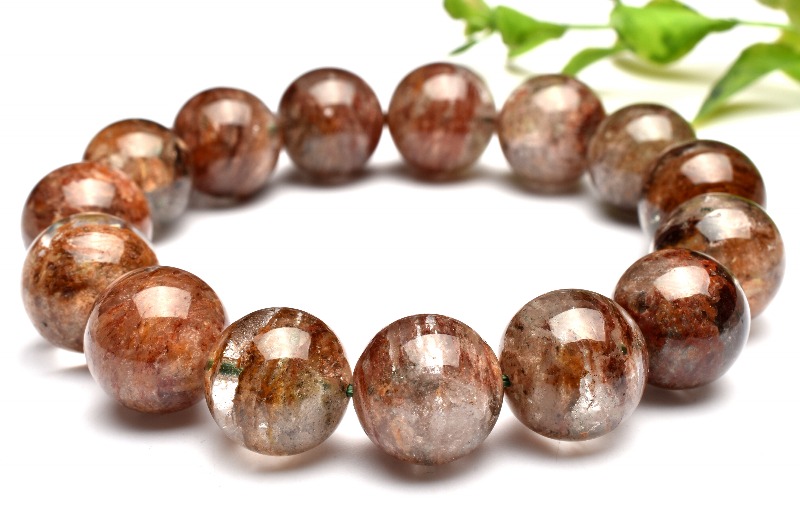 1点物】庭園水晶 ガーデンクォーツ 14-14.5mm ブレスレット _M8049