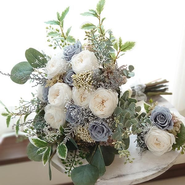 クラッチブーケ（グレイッシュ）【ジェイダイトフラワー】プリザーブド