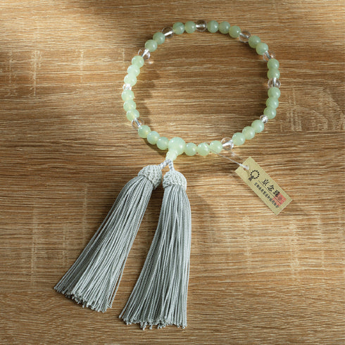 念珠】ニュージェイド片手7mm 水晶 本絹頭房 SN012 – 祈り百貨店