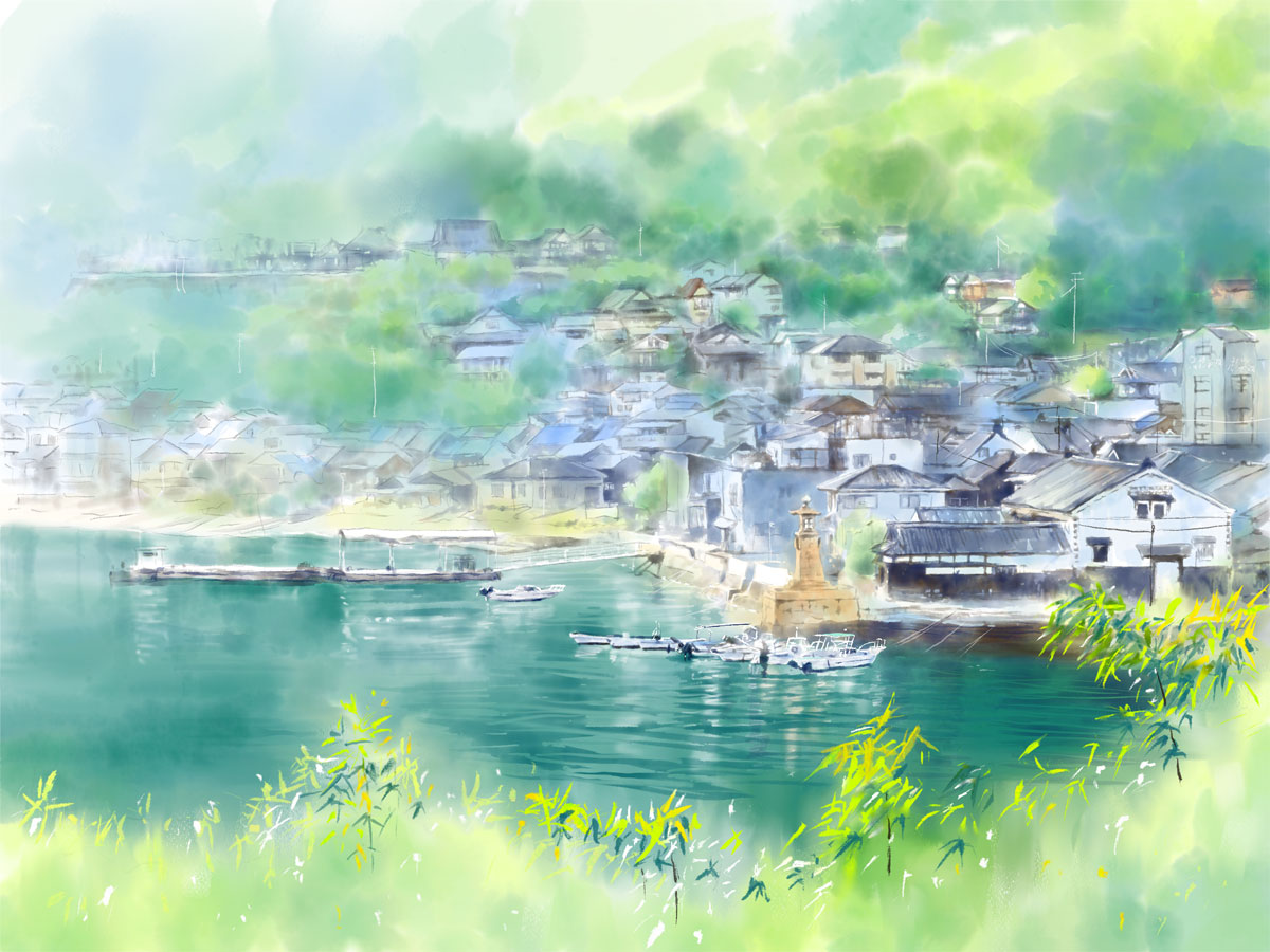 iPadで絵を描く! Adobe Frescoで描いた鞆の浦の風景画（iPad Artwork