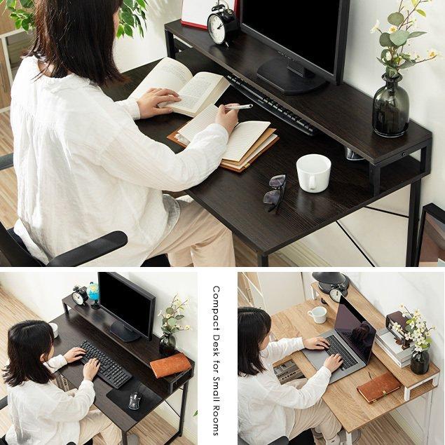 全品5%引クーポン利用】パソコンデスク キャスター付き 棚付き 収納付