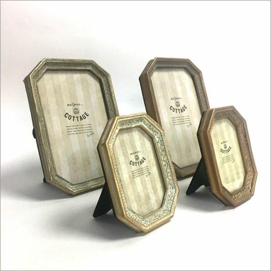 メール便送料無料】 アンティーク フォトフレーム 八角 ホワイト M