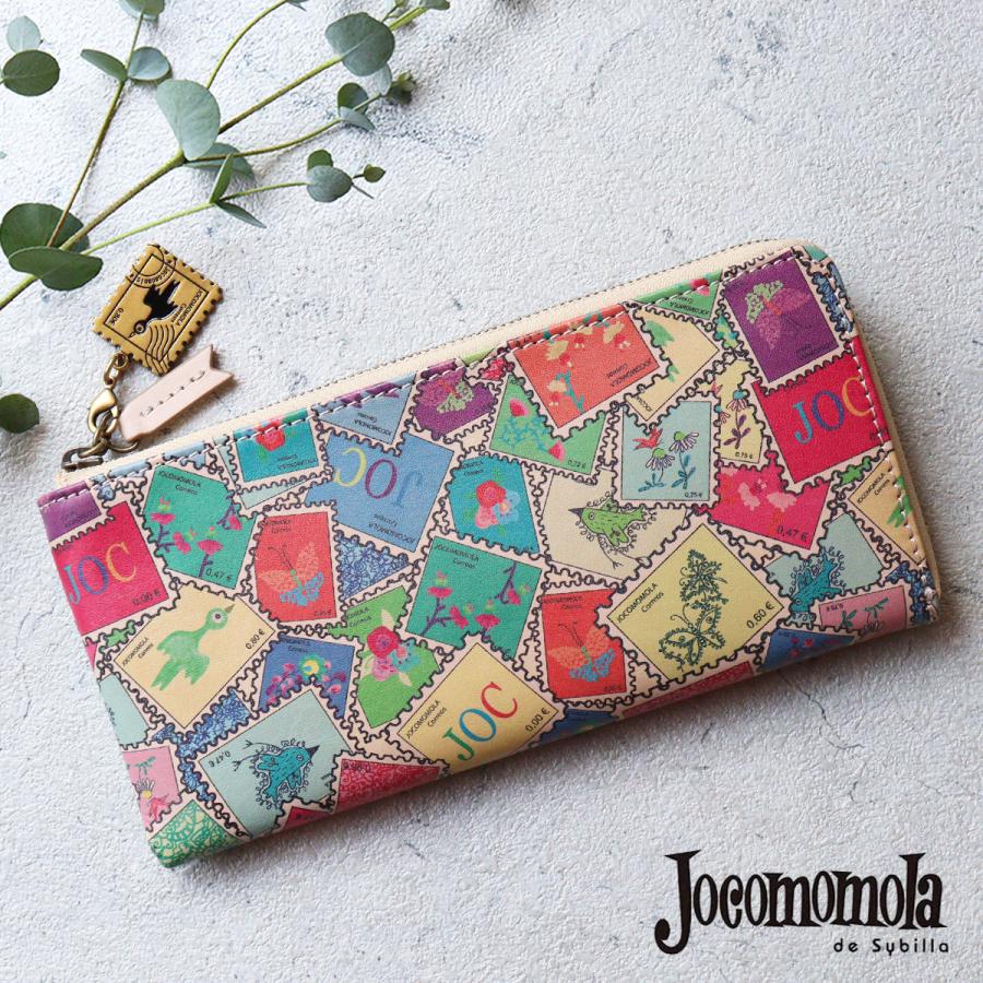 Jocomomola（ホコモモラ） L字ファスナー長財布 薄型 切手柄 セーヨ