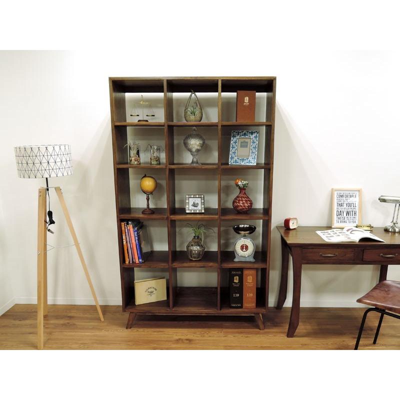 オープンラック チーク 無垢 幅110cm ブックシェルフ アジアン 北欧