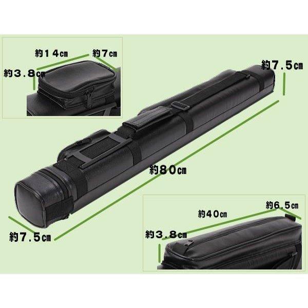 ビリヤードキューケース 黒ブラック/茶/クロコダイル調 【2バット×2