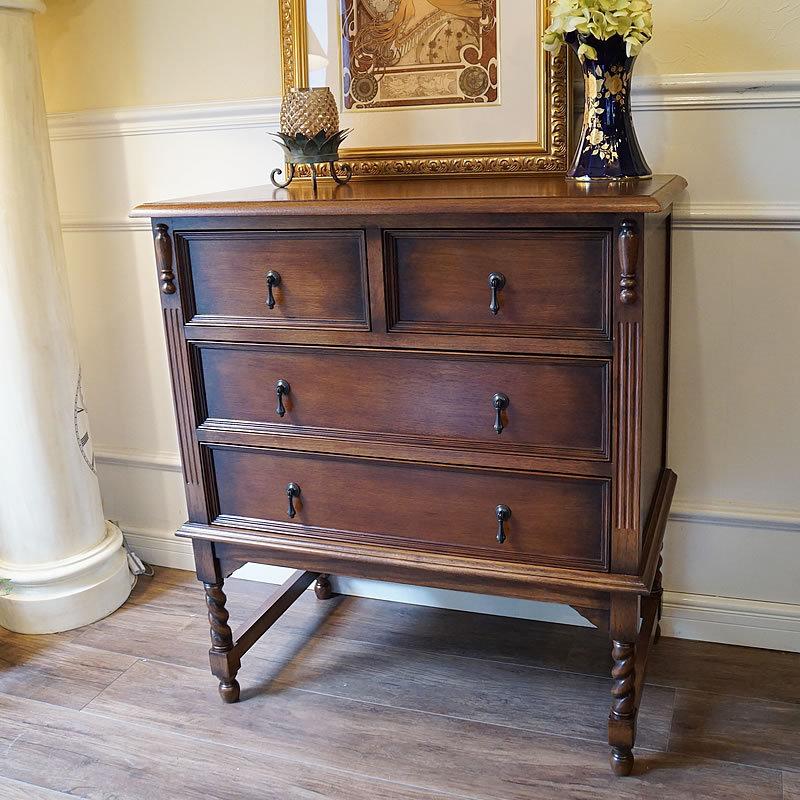 アンティーク家具 リプロダクト 3段 チェスト 4引出し 木製 送料無料