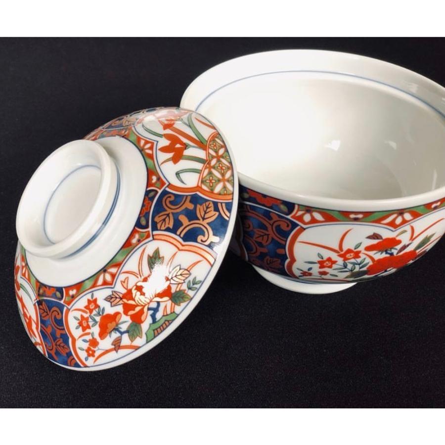 美濃焼 金彩錦草花円菓子碗 陶器 陶磁器 蓋付 フタ付 どんぶり 丼 雑煮