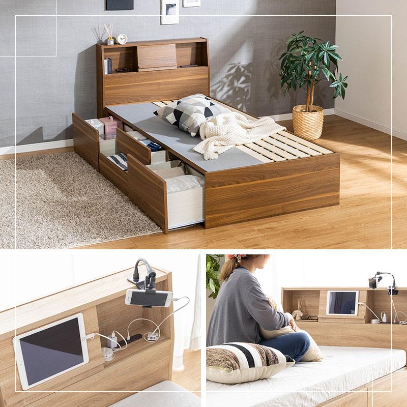 MINT ベッド シングルベッド 大容量 収納付き ベッドフレーム シングル