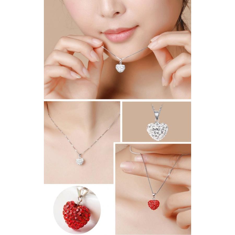ネックレス スワロフスキー ハート シルバー 真っ赤なハート レッド