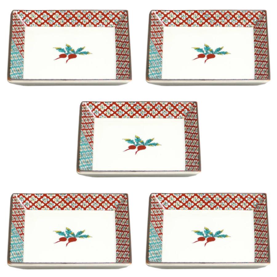 九谷焼 青郊窯4号角皿揃（5枚セット）赤かぶSK-012 : 北山堂 - 通販