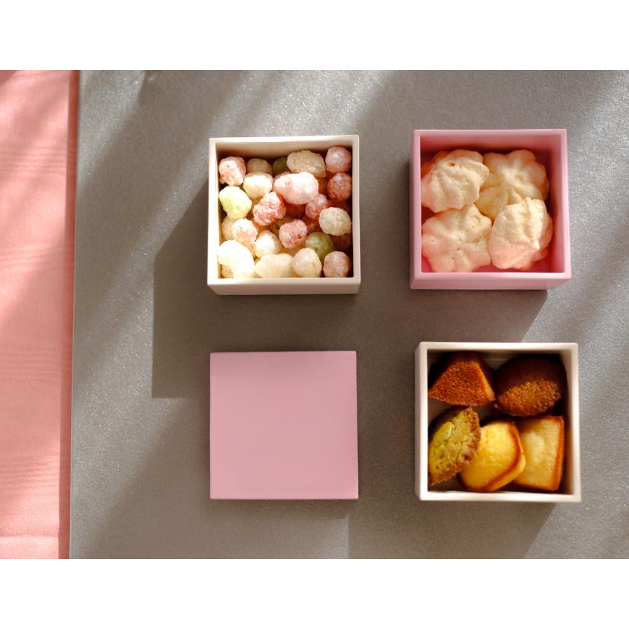 バイカラー プチ3段重箱 小 7cm ブロッサムピンク・オフホワイト 漆器