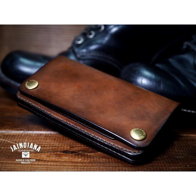 サドルレザー・トラッカーウォレット ビンテージ染めブラウン