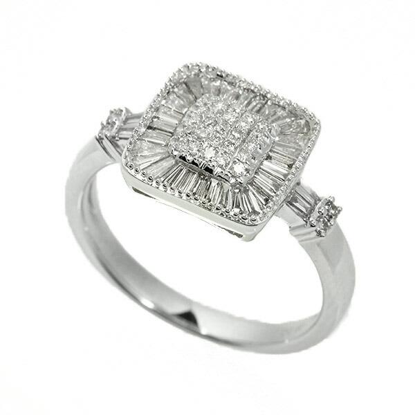 ダイヤモンド リング K18 ホワイトゴールド 0.6ct テーパー ダイヤ