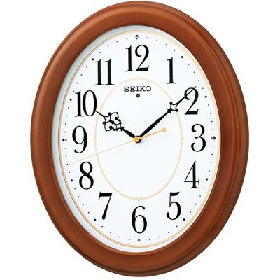 壁掛け時計 電波時計 アナログ 掛け時計 おしゃれな 木目調 楕円形