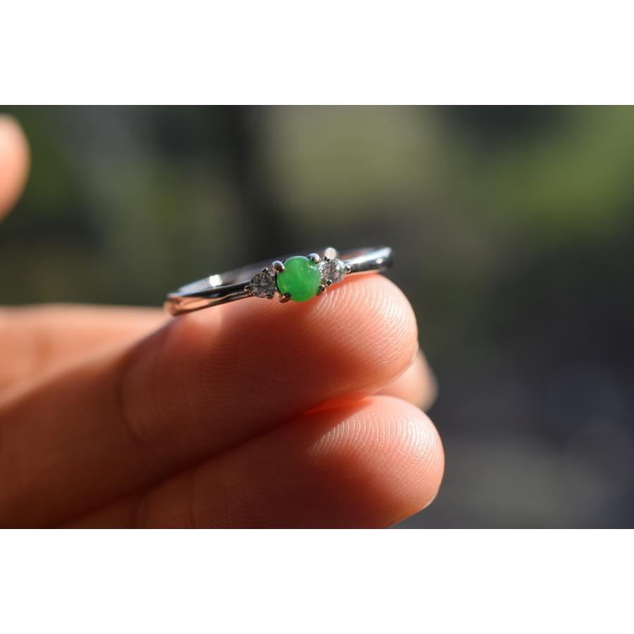 CR73 上品 宝石質 天然 ミャンマー産 氷種 陽緑 ミニ 本翡翠 指輪