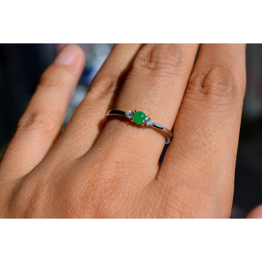 CR73 上品 宝石質 天然 ミャンマー産 氷種 陽緑 ミニ 本翡翠 指輪