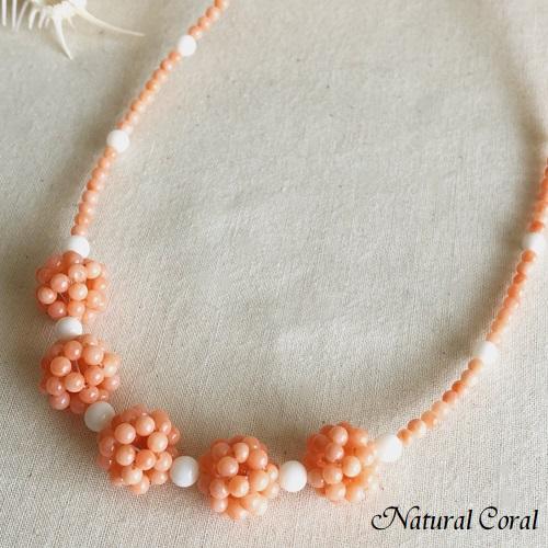 ピンク珊瑚 ぴんくさんご サンゴ ネックレス 小玉 ナチュラルコーラル