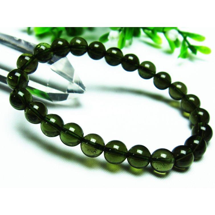 鑑別書付属 モルダバイト ブレスレット 7mm t64-460 : 誠安天然石専門