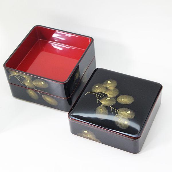 重箱 3段 木製 漆塗り 溜内朱 松 沈金 6.5寸 日本製 越前漆器 越前塗り