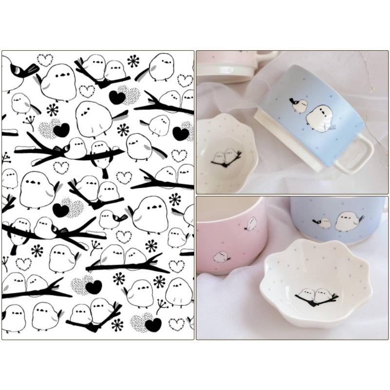 ポーセラーツ 転写紙 【白磁用】Lovelyもふもふシマエナガ転写紙