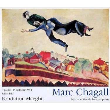 シャガール アートポスター-街の上で (590×680mm) -おしゃれインテリア