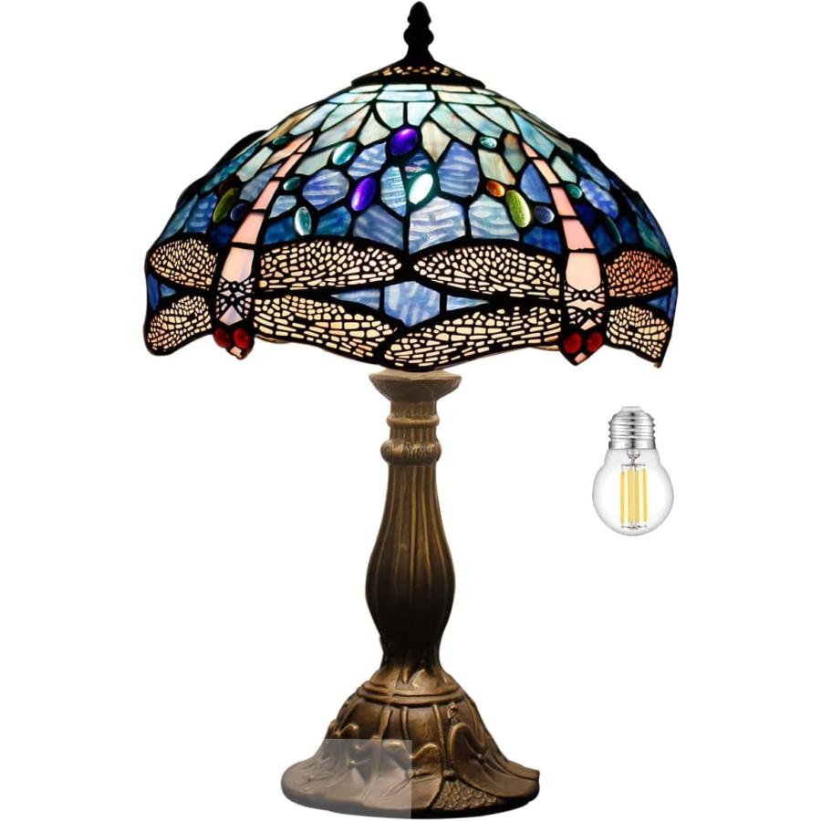 ティファニースタイル テーブルランプ ブルー ステンドグラス トンボ