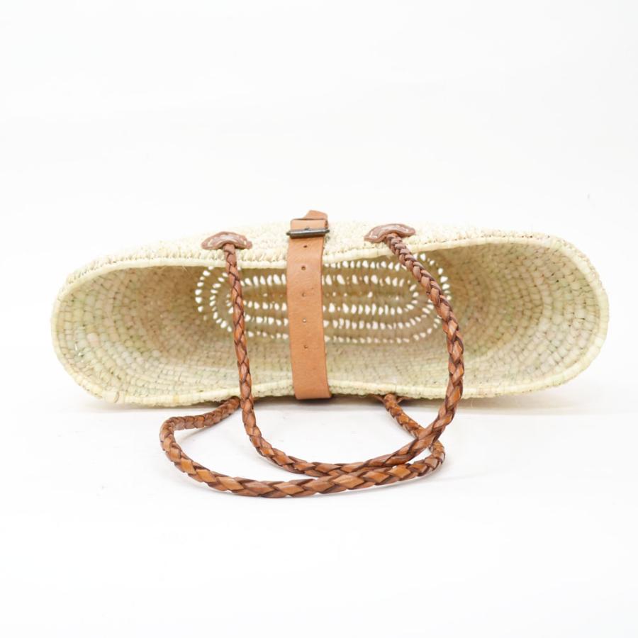 モロッコ製 マルシェかごバッグ ロングストラップ 椰子 かご : ラタン