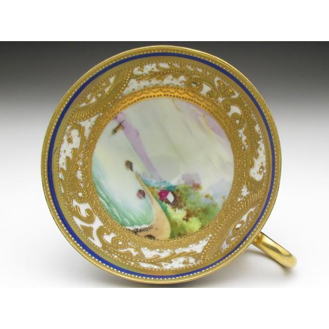 ノリタケ オールドノリタケ 金盛りエナメルジュール海辺風景絵 カップ